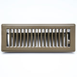 10"x3" Brown Steel Floor Register, Walkable Heavy-Duty Louvered Vent Cover with Damper