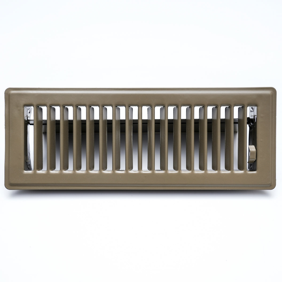 10"x3" Brown Steel Floor Register, Walkable Heavy-Duty Louvered Vent Cover with Damper