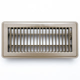 10"x4" Brown Steel Floor Register, Walkable Heavy-Duty Louvered Vent Cover with Damper
