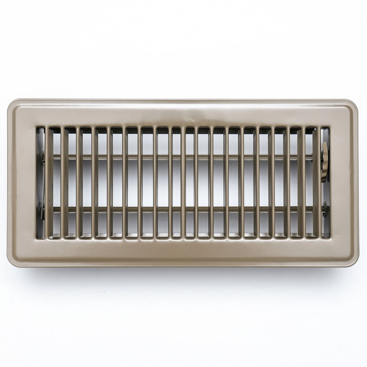 10"x4" Brown Steel Floor Register, Walkable Heavy-Duty Louvered Vent Cover with Damper