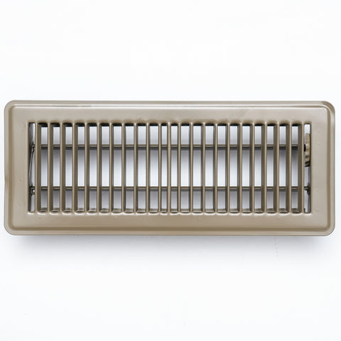 12"x4" Brown Steel Floor Register, Walkable Heavy-Duty Louvered Vent Cover with Damper