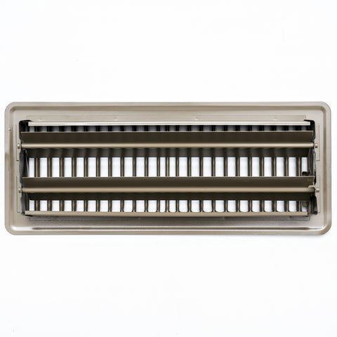 12"x4" Brown Steel Floor Register, Walkable Heavy-Duty Louvered Vent Cover with Damper