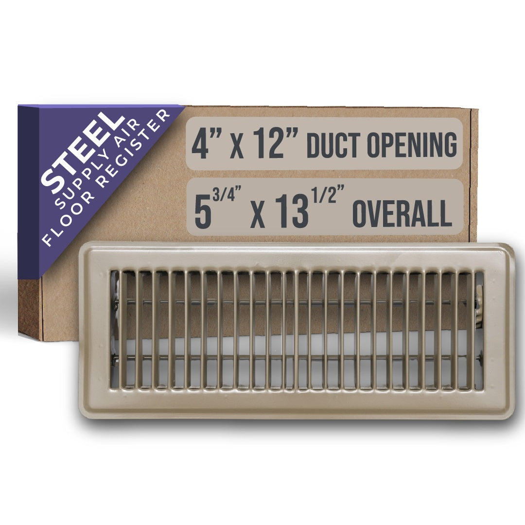 airgrilles 4" x 12" floor register with louvered design heavy duty walkable design with damper floor vent grille easy to adjust air supply lever brown hnd-flg-br-4x12  1