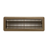 14"x4" Brown Steel Floor Register, Walkable Heavy-Duty Louvered Vent Cover with Damper