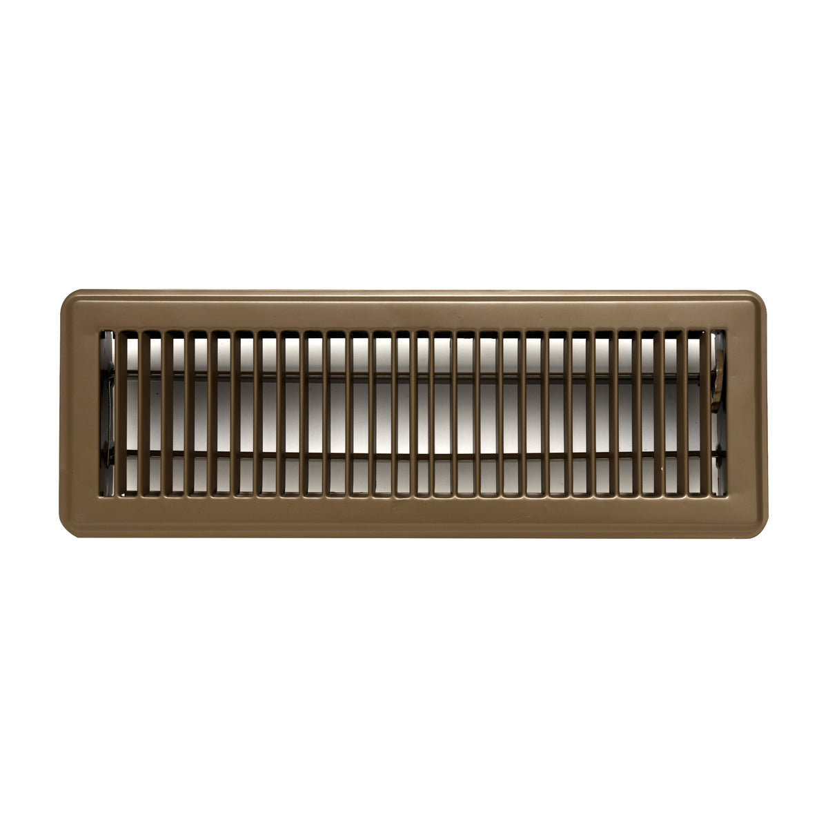 14"x4" Brown Steel Floor Register, Walkable Heavy-Duty Louvered Vent Cover with Damper
