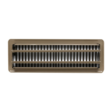 14"x4" Brown Steel Floor Register, Walkable Heavy-Duty Louvered Vent Cover with Damper