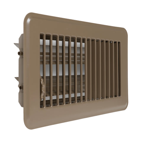 4"x8" Brown Steel Floor Register, Walkable Heavy-Duty Louvered Vent Cover with Damper