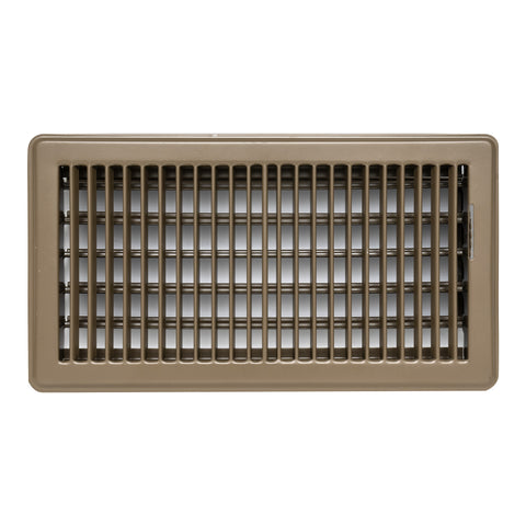 12"x6" Brown Steel Floor Register, Walkable Heavy-Duty Louvered Vent Cover with Damper