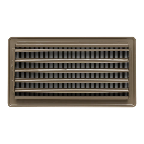12"x6" Brown Steel Floor Register, Walkable Heavy-Duty Louvered Vent Cover with Damper