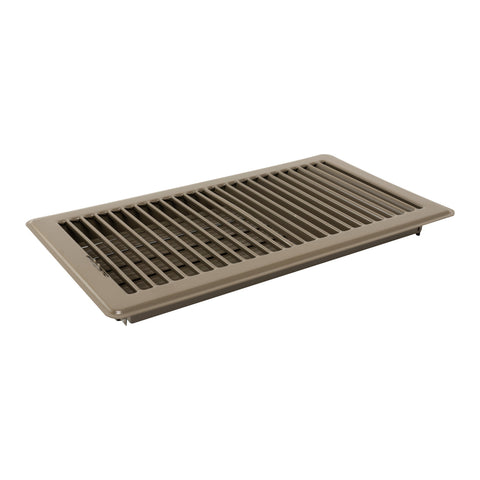 12"x6" Brown Steel Floor Register, Walkable Heavy-Duty Louvered Vent Cover with Damper