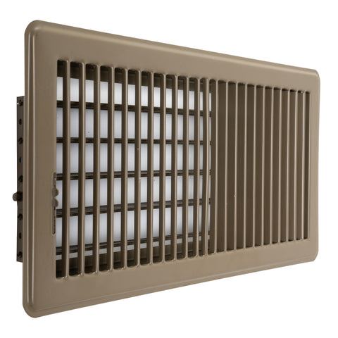 12"x6" Brown Steel Floor Register, Walkable Heavy-Duty Louvered Vent Cover with Damper