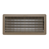 14"x6" Brown Steel Floor Register, Walkable Heavy-Duty Louvered Vent Cover with Damper
