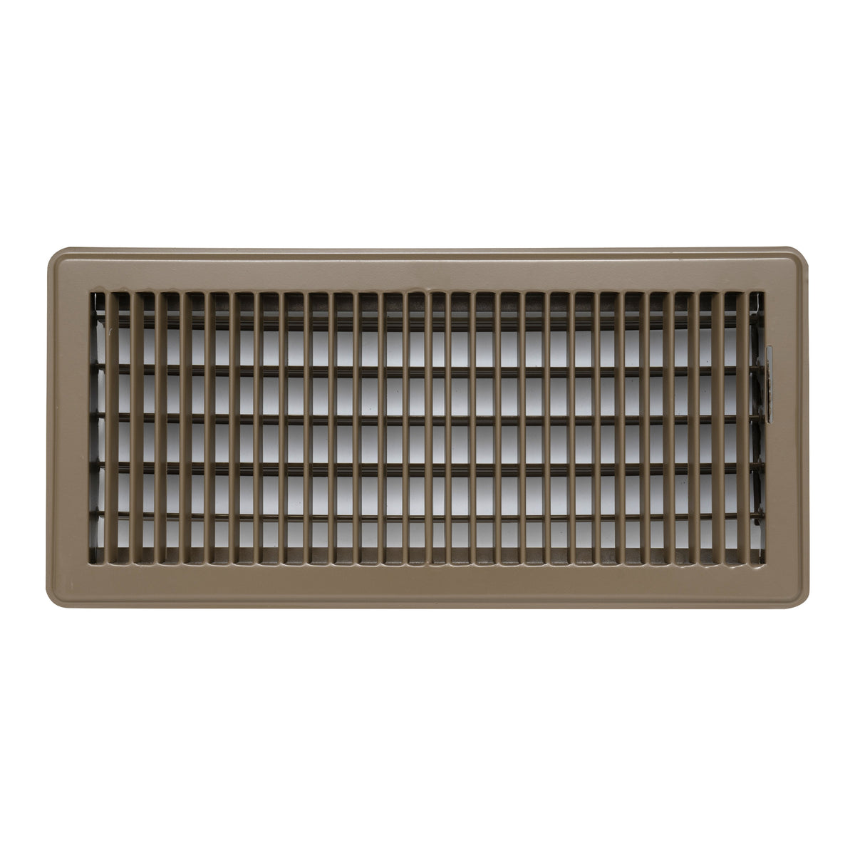 14"x6" Brown Steel Floor Register, Walkable Heavy-Duty Louvered Vent Cover with Damper