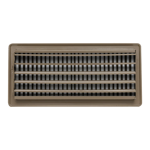14"x6" Brown Steel Floor Register, Walkable Heavy-Duty Louvered Vent Cover with Damper