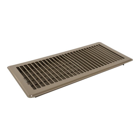 14"x6" Brown Steel Floor Register, Walkable Heavy-Duty Louvered Vent Cover with Damper