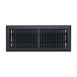 4"x12" Matte Black Steel Floor Register, Walkable Heavy-Duty Contemporary Louvered Vent Cover with Damper