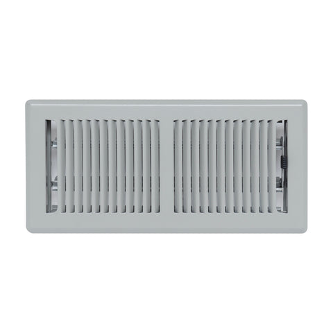 4"x10" Light Gray Steel Floor Register, Walkable Heavy-Duty Contemporary Louvered Vent Cover with Damper