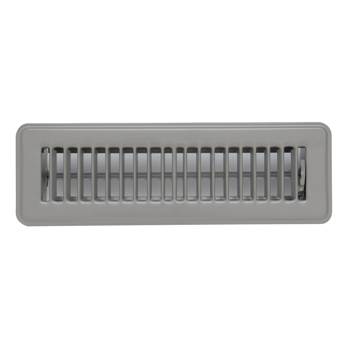 2"x10" Gray Steel Floor Register, Walkable Heavy-Duty Louvered Vent Cover with Damper