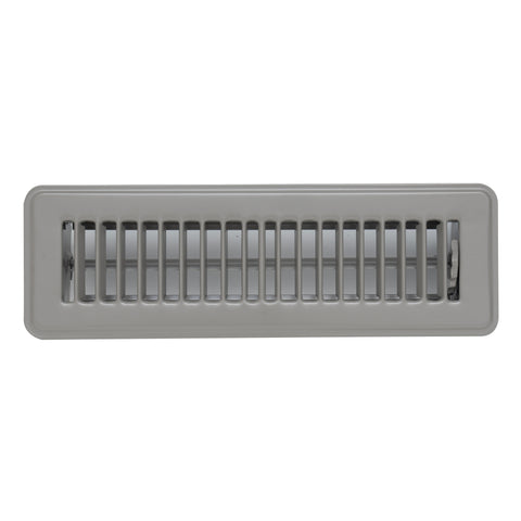 2"x10" Gray Steel Floor Register, Walkable Heavy-Duty Louvered Vent Cover with Damper