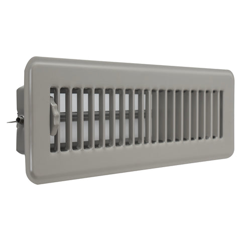 2"x10" Gray Steel Floor Register, Walkable Heavy-Duty Louvered Vent Cover with Damper