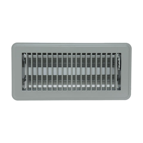4"x10" Gray Steel Floor Register, Walkable Heavy-Duty Louvered Vent Cover with Damper