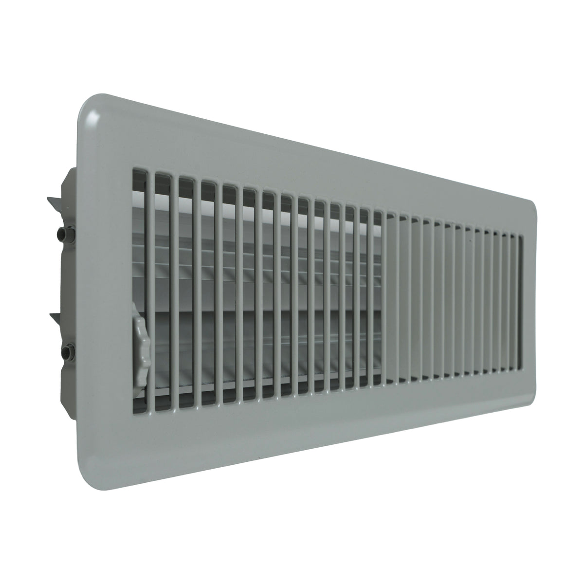 4"x14" Gray Steel Floor Register, Walkable Heavy-Duty Louvered Vent Cover with Damper