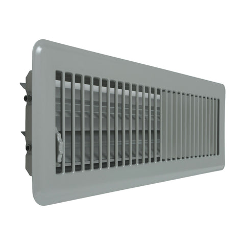 4"x14" Gray Steel Floor Register, Walkable Heavy-Duty Louvered Vent Cover with Damper