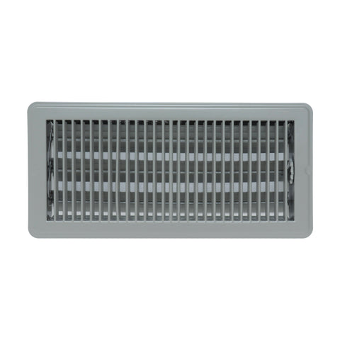 6"x14" Gray Steel Floor Register, Walkable Heavy-Duty Louvered Vent Cover with Damper