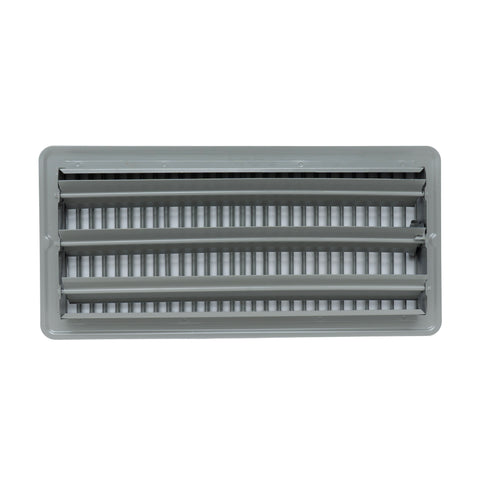 6"x14" Gray Steel Floor Register, Walkable Heavy-Duty Louvered Vent Cover with Damper