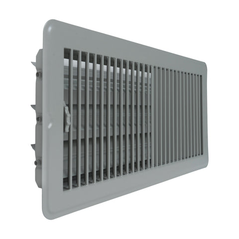 6"x14" Gray Steel Floor Register, Walkable Heavy-Duty Louvered Vent Cover with Damper