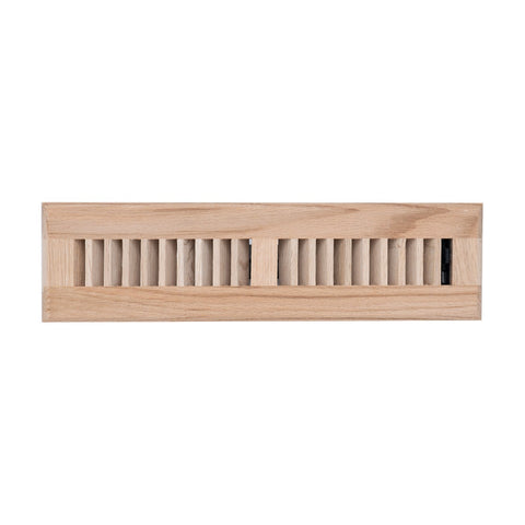 2"x12" Oak Wood Floor Register, Walkable Louvered Vent Cover with Damper