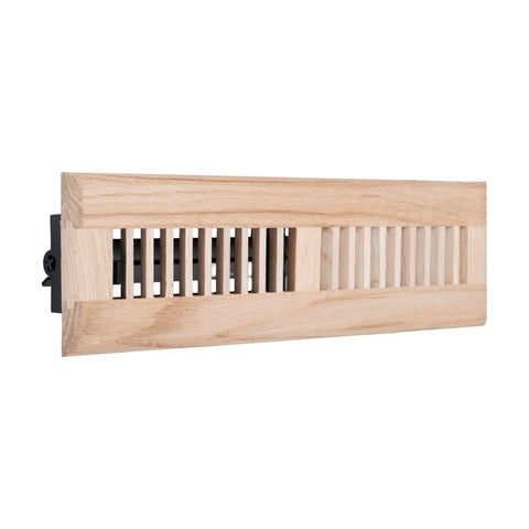 2"x12" Oak Wood Floor Register, Walkable Louvered Vent Cover with Damper