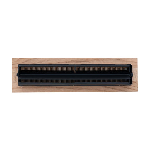 2"x12" Oak Wood Floor Register, Walkable Louvered Vent Cover with Damper