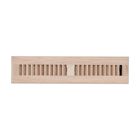2"x14" Oak Wood Floor Register, Walkable Louvered Vent Cover with Damper