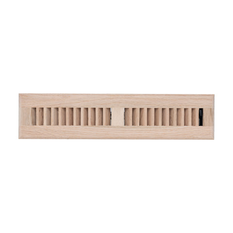 2"x14" Oak Wood Floor Register, Walkable Louvered Vent Cover with Damper