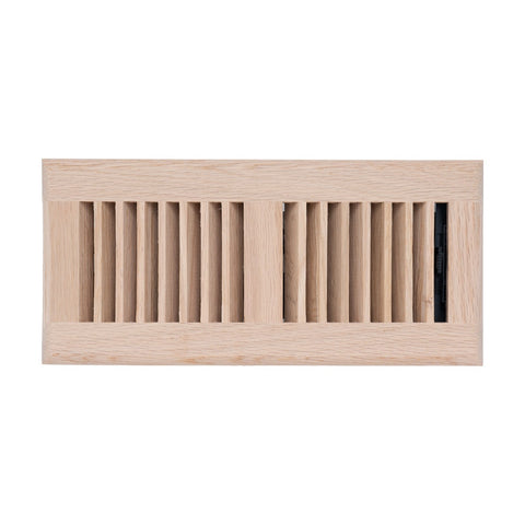 4"x10" Oak Wood Floor Register, Walkable Louvered Vent Cover with Damper