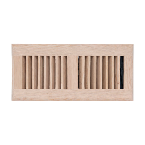 4"x10" Oak Wood Floor Register, Walkable Louvered Vent Cover with Damper