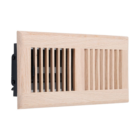 4"x10" Oak Wood Floor Register, Walkable Louvered Vent Cover with Damper