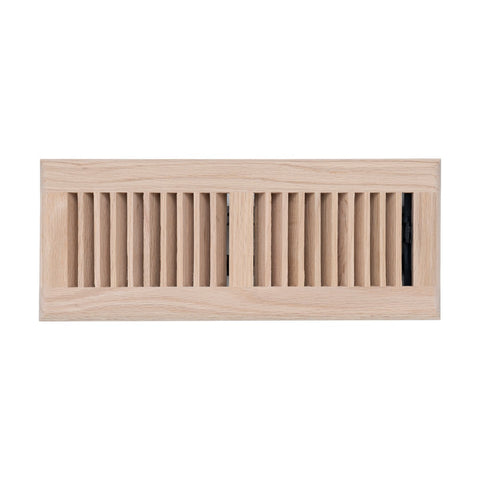 4"x12" Oak Wood Floor Register, Walkable Louvered Vent Cover with Damper