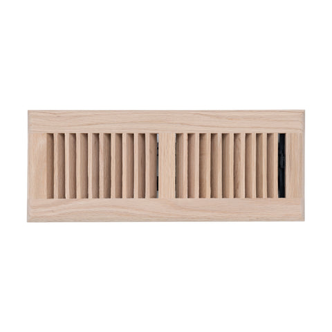 4"x12" Oak Wood Floor Register, Walkable Louvered Vent Cover with Damper