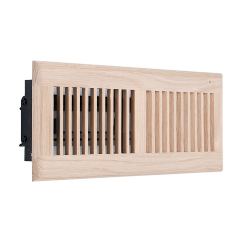 4"x12" Oak Wood Floor Register, Walkable Louvered Vent Cover with Damper