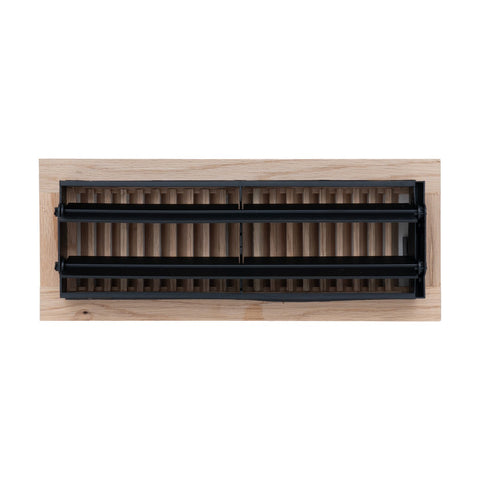 4"x12" Oak Wood Floor Register, Walkable Louvered Vent Cover with Damper