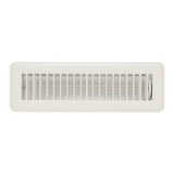 2"x10" White Steel Floor Register, Walkable Heavy-Duty Louvered Vent Cover with Damper