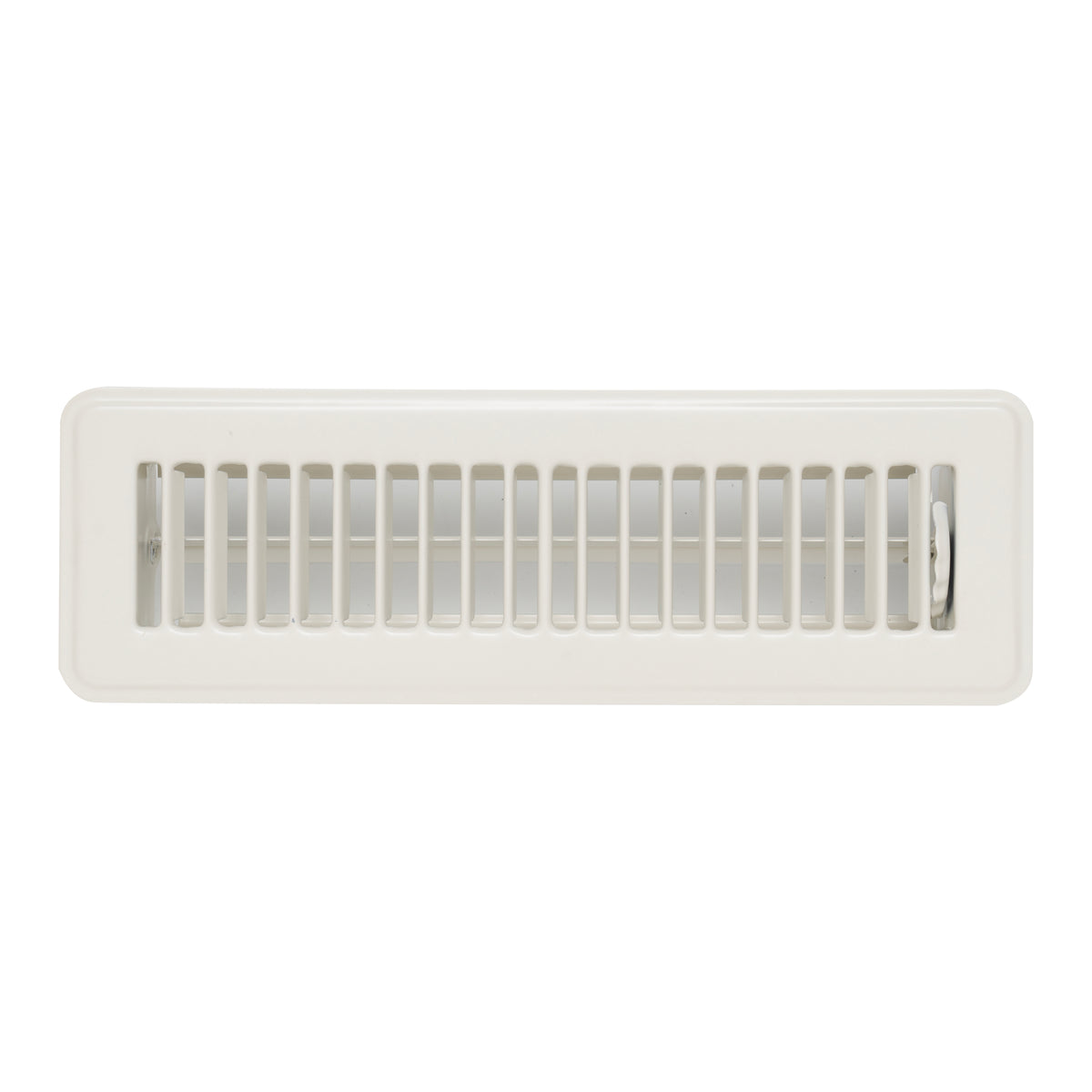 2"x10" White Steel Floor Register, Walkable Heavy-Duty Louvered Vent Cover with Damper