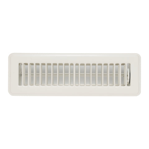 2"x10" White Steel Floor Register, Walkable Heavy-Duty Louvered Vent Cover with Damper
