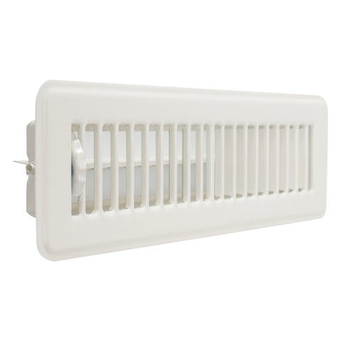 2"x10" White Steel Floor Register, Walkable Heavy-Duty Louvered Vent Cover with Damper