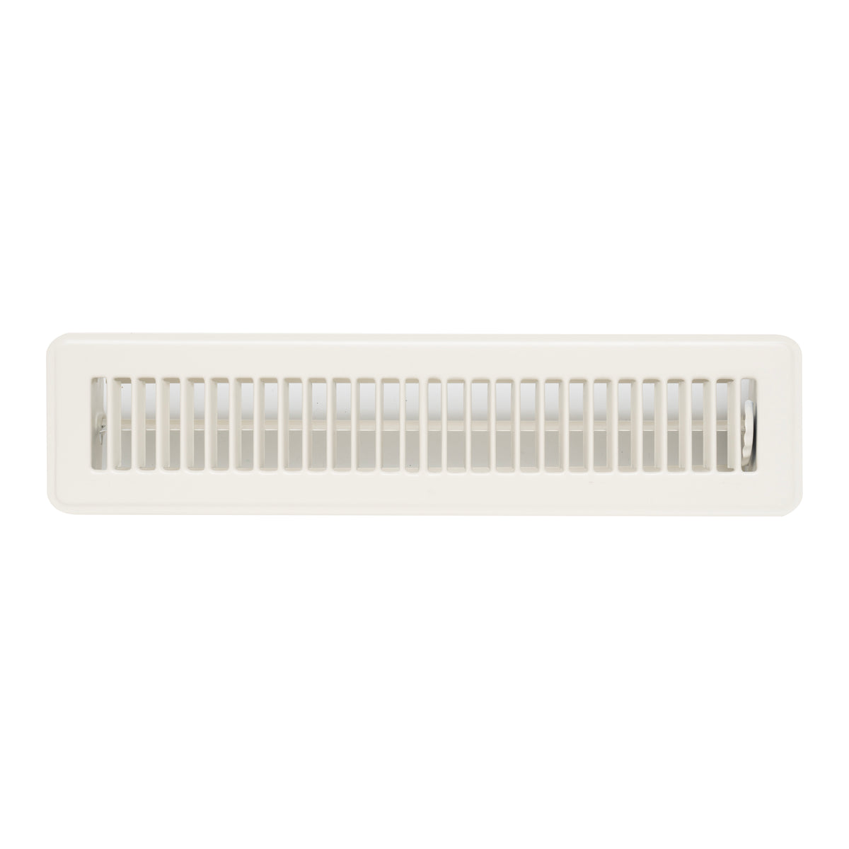 2"x14" White Steel Floor Register, Walkable Heavy-Duty Louvered Vent Cover with Damper