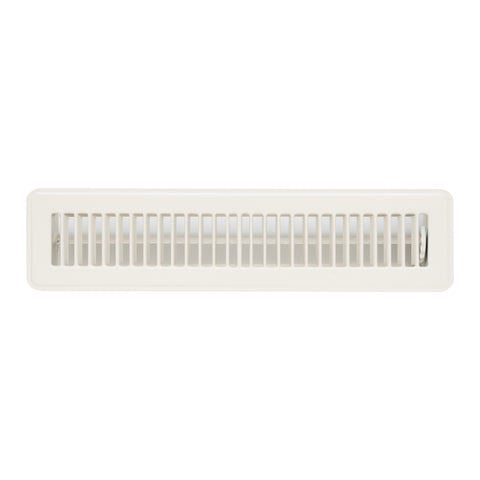 2"x14" White Steel Floor Register, Walkable Heavy-Duty Louvered Vent Cover with Damper