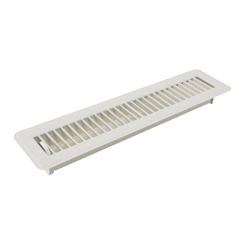 2"x14" White Steel Floor Register, Walkable Heavy-Duty Louvered Vent Cover with Damper