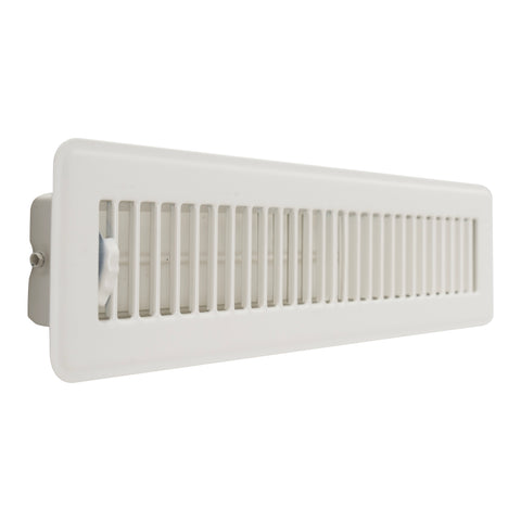 2"x14" White Steel Floor Register, Walkable Heavy-Duty Louvered Vent Cover with Damper